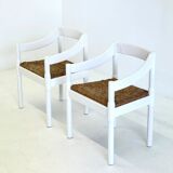 Set of two Carimate chairs by Vico Magistretti in white