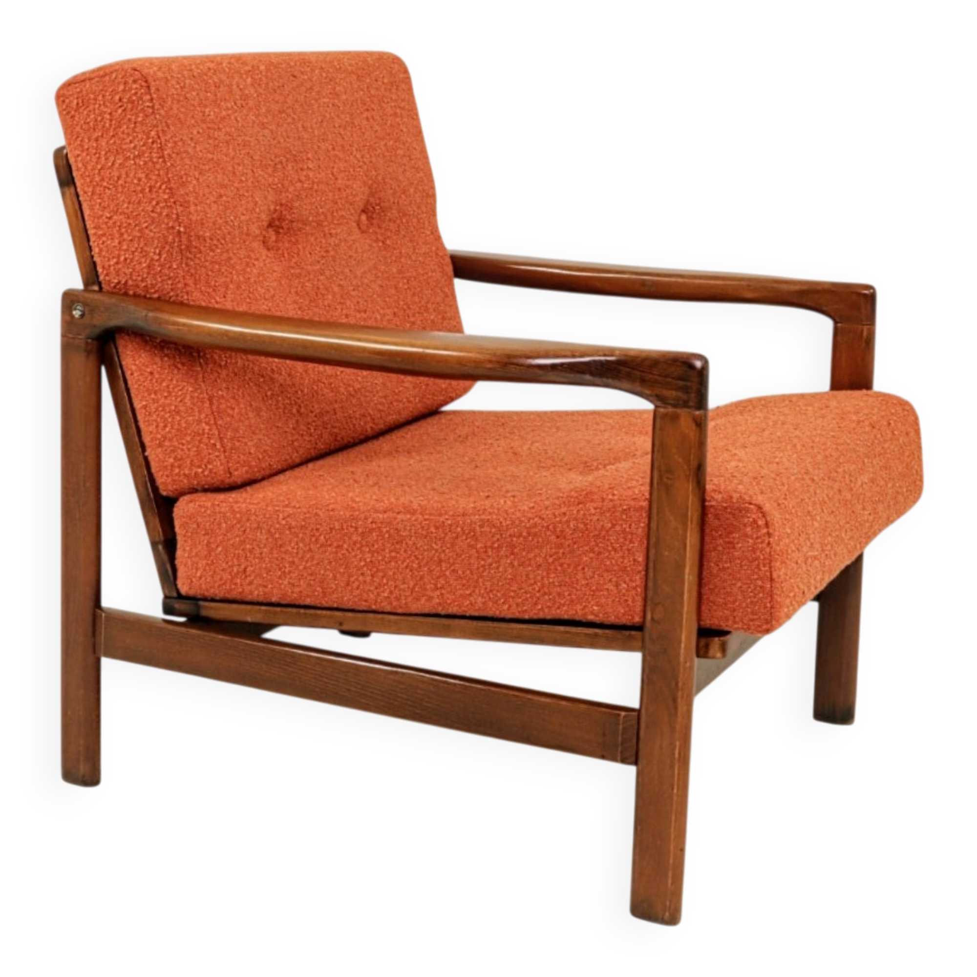 Modern long chair terracotta bouclé