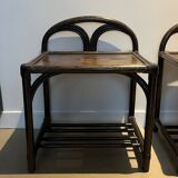 Tables de chevets en rotin vintage Rochebobois