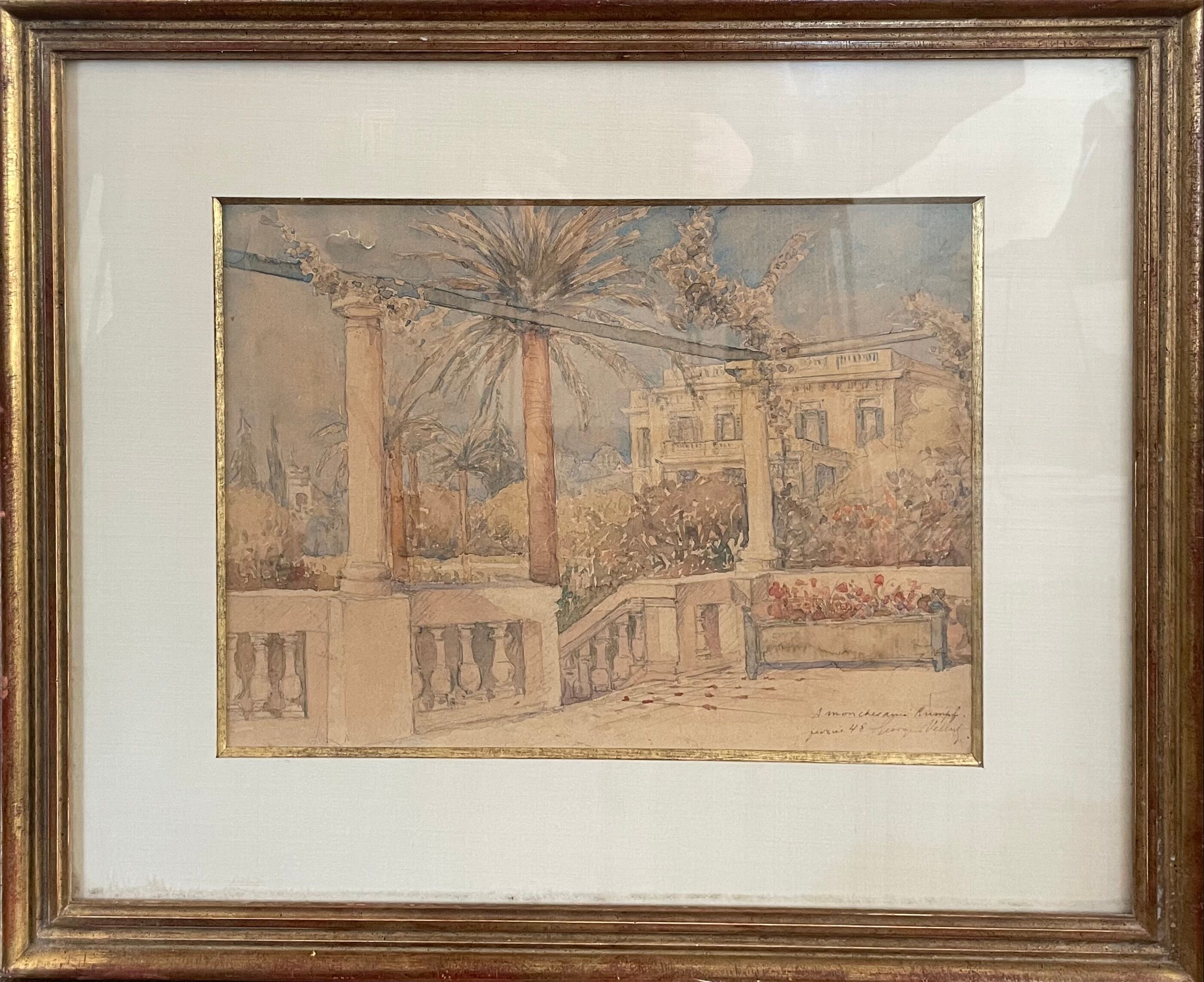 Old painting watercolor south of the France February 48