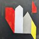 Mid-Century Modern "Dimension" Swedish Vintage Abstract Oil Painting, Framed