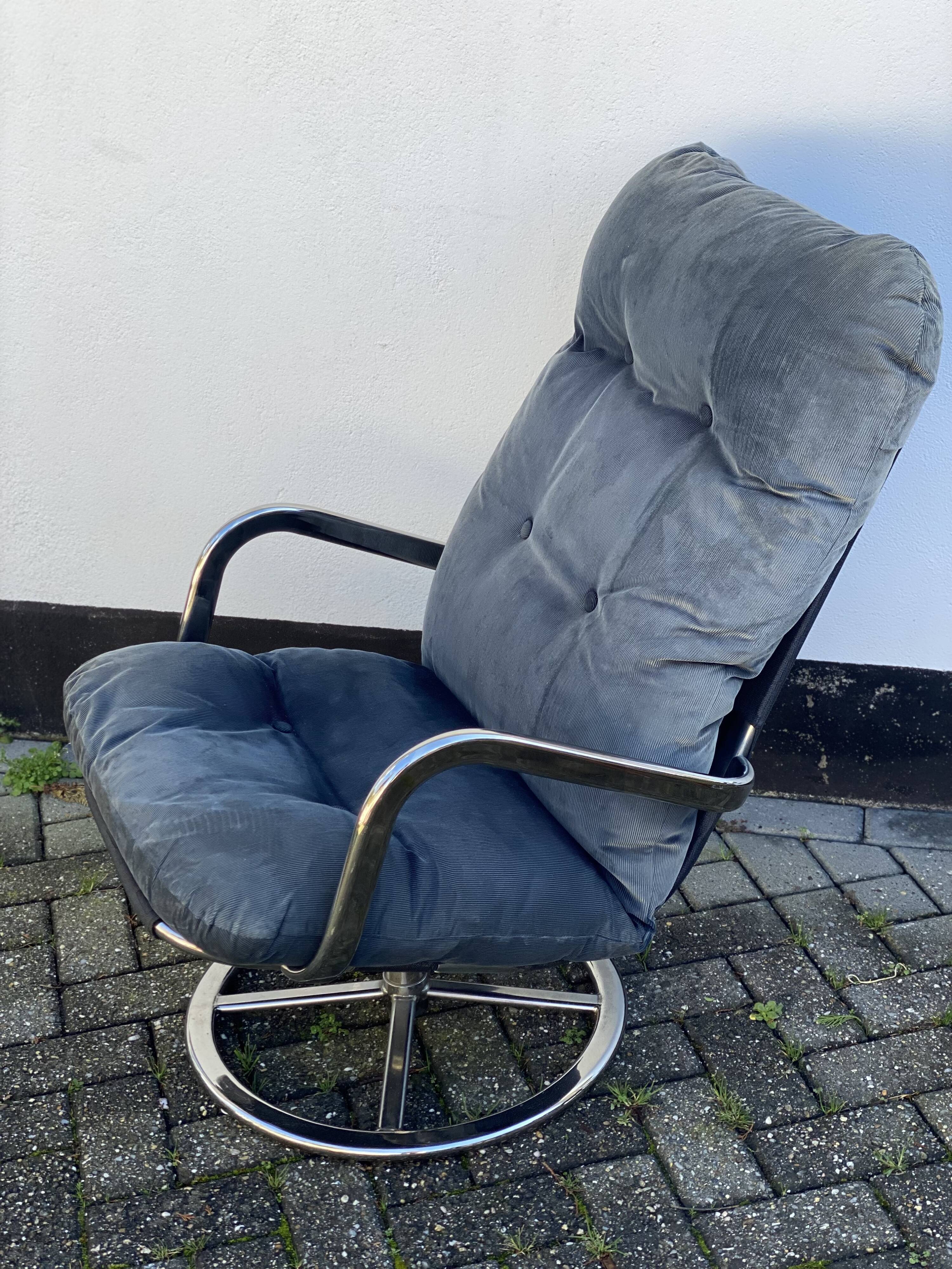 Vintage IKEA Smedsta Chrome Swivel Arm Chair