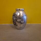 French Art Deco Pewter Vase By Lucien Houzeaux from the 1920s.