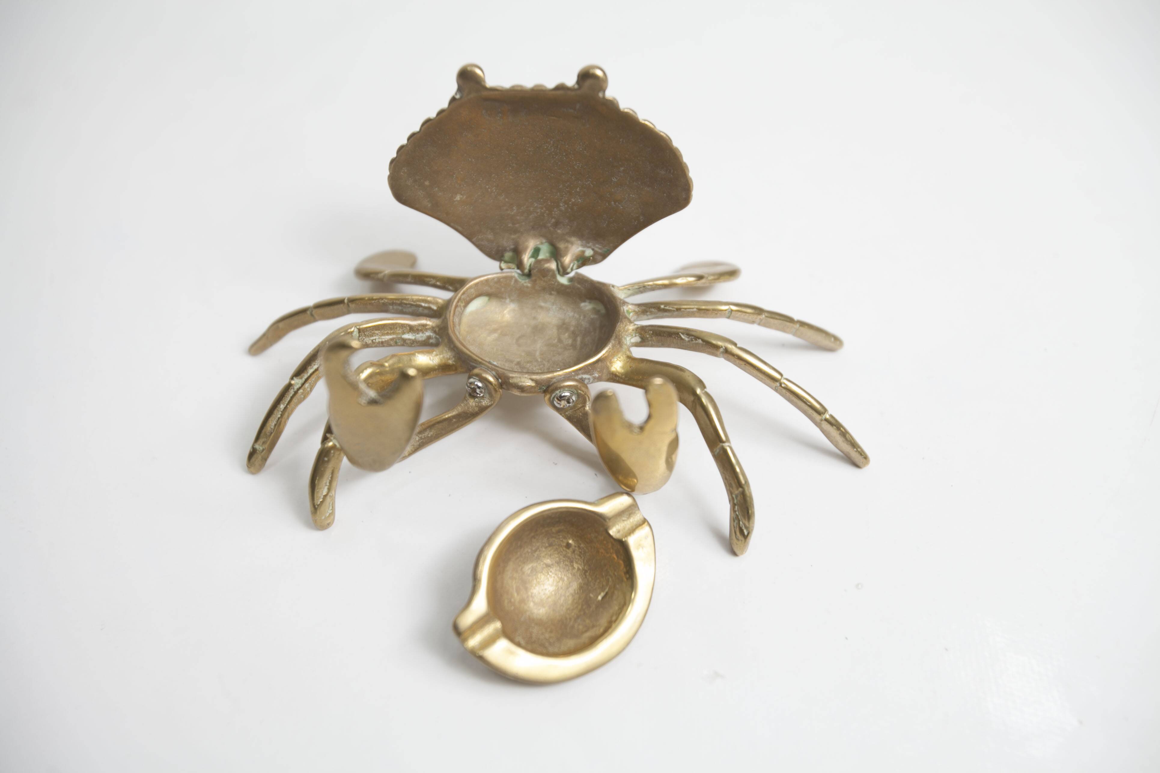 Solid brass crab ashtray 1960