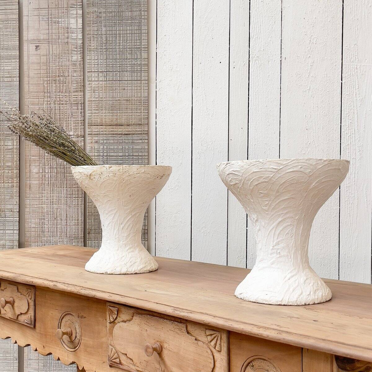 Concrete Garden Vases, 1950s, Set of 2