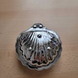 Silver-plated metal shell butter dish
