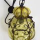 Vintage Italian wall light in transparent yellow blown glass and wrought iron. 70s 80s