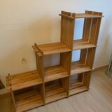 Vintage Mountain Pine Staircase Bookcase Circa 1980