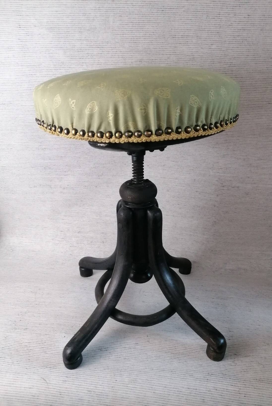 Thonet wooden screw stool. Revamped Empire style.