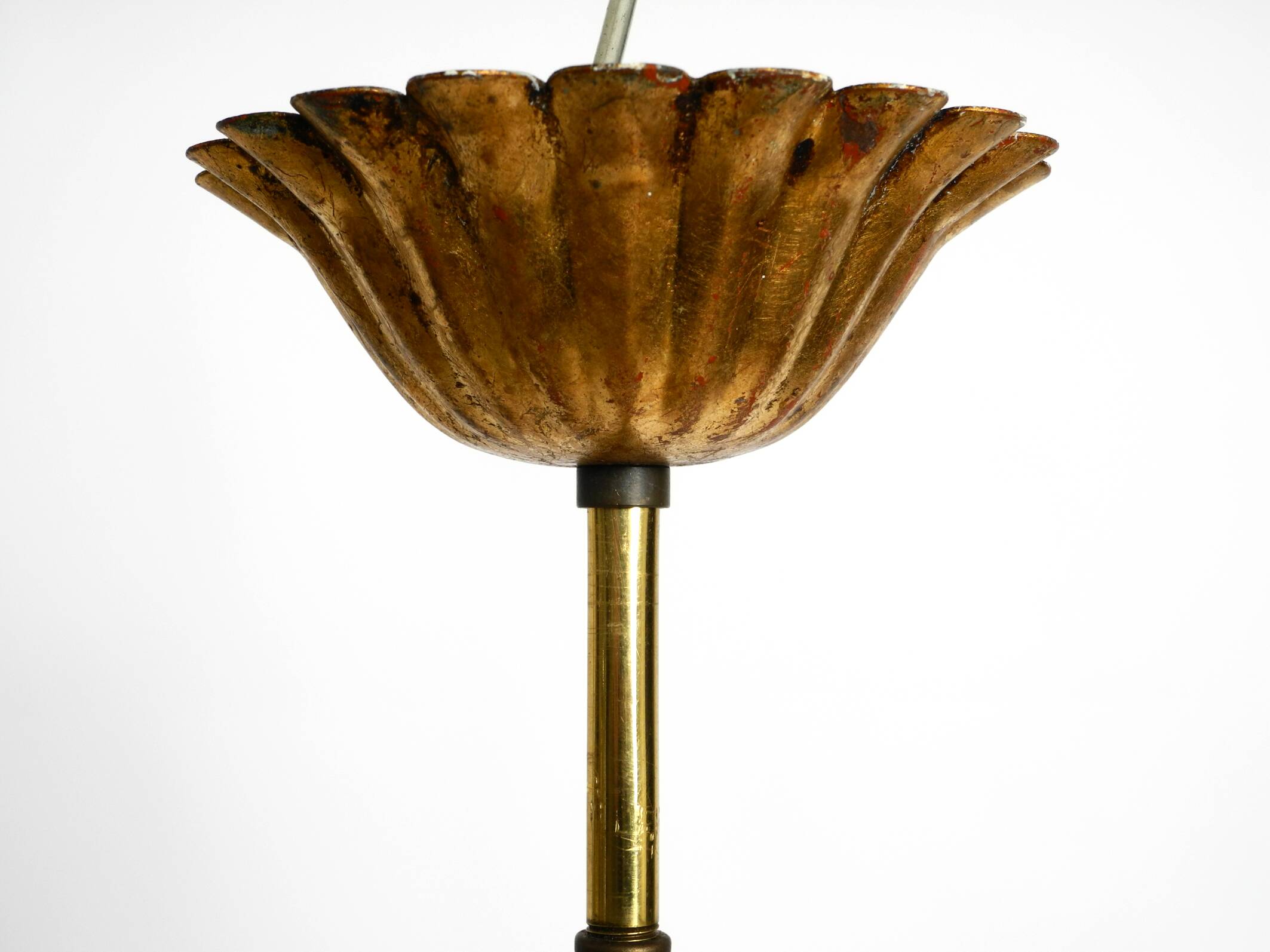 Beautiful huge 1970s gold-plated 5-arm tall metal chandelier by Hans Kögl