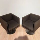 Set of Dutch Cubic Swivel Chairs with Tableau by Lensvelt, 2001