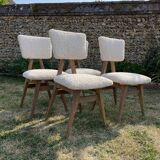 Set of 4 minimalist oak chairs from the 50s