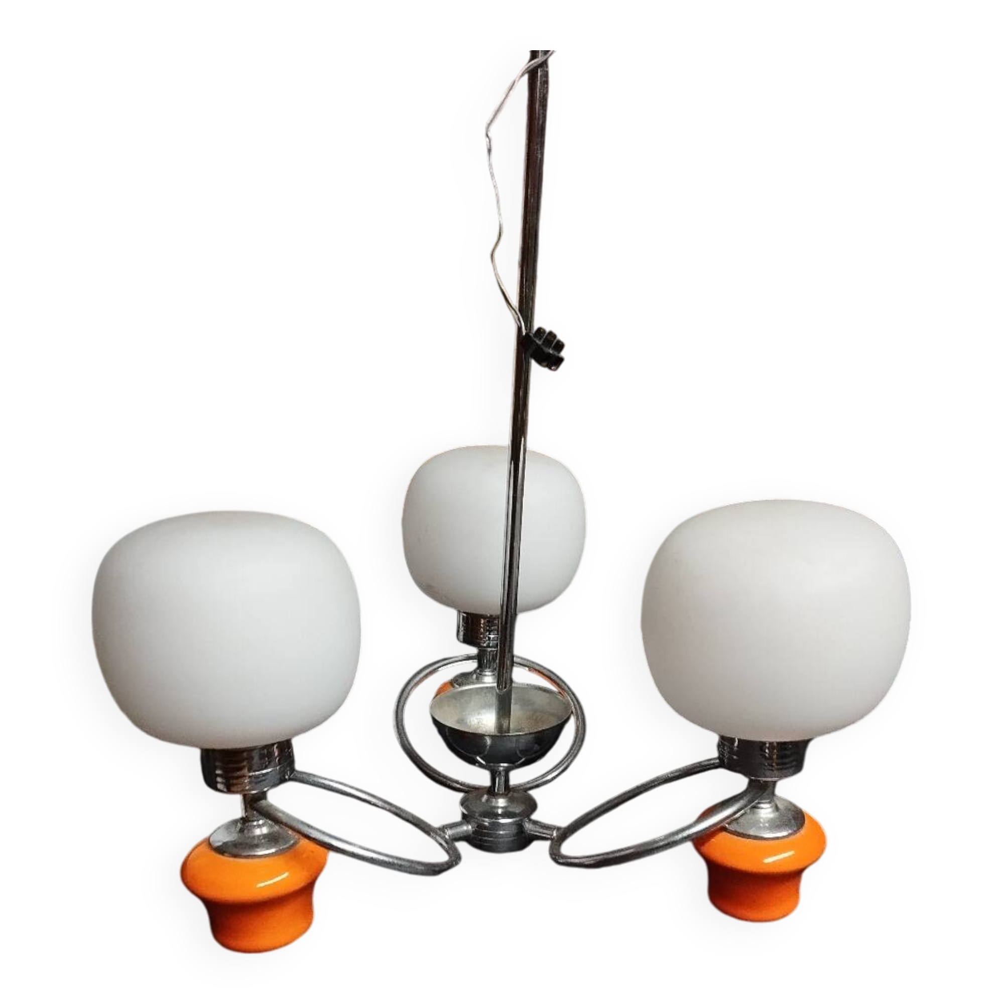 Space age chrome and ceramic chandelier