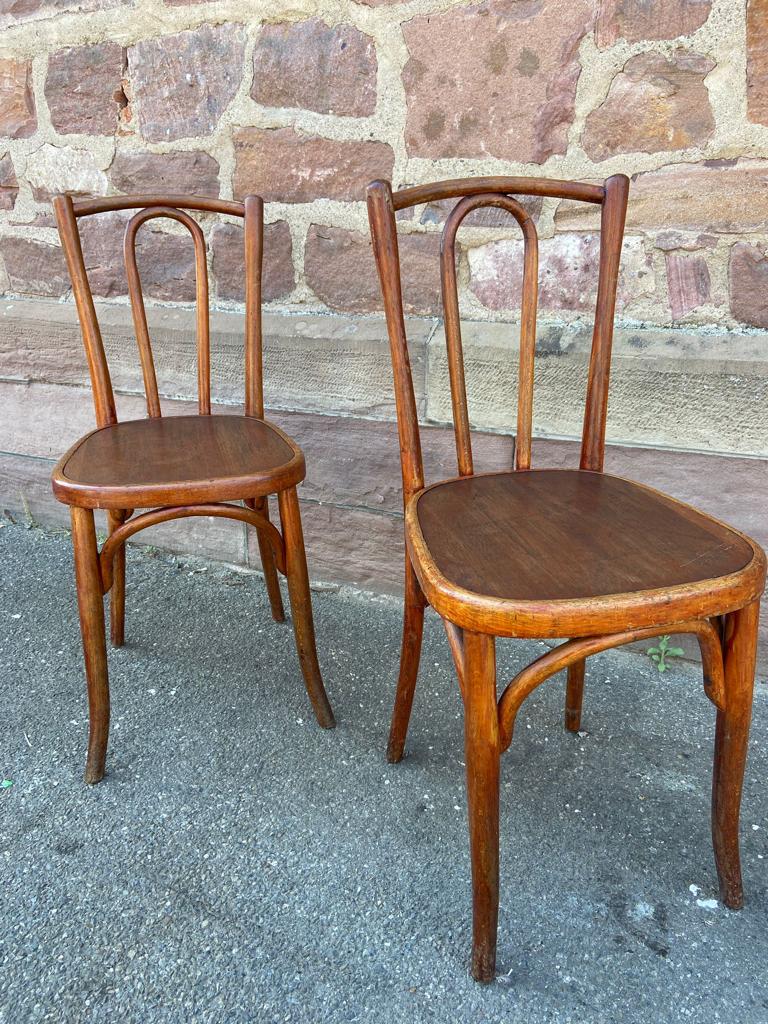 Pair of chairs bistro coffee wood curved