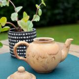 Round teapot 50cl, in matte sandstone, circa 1970's