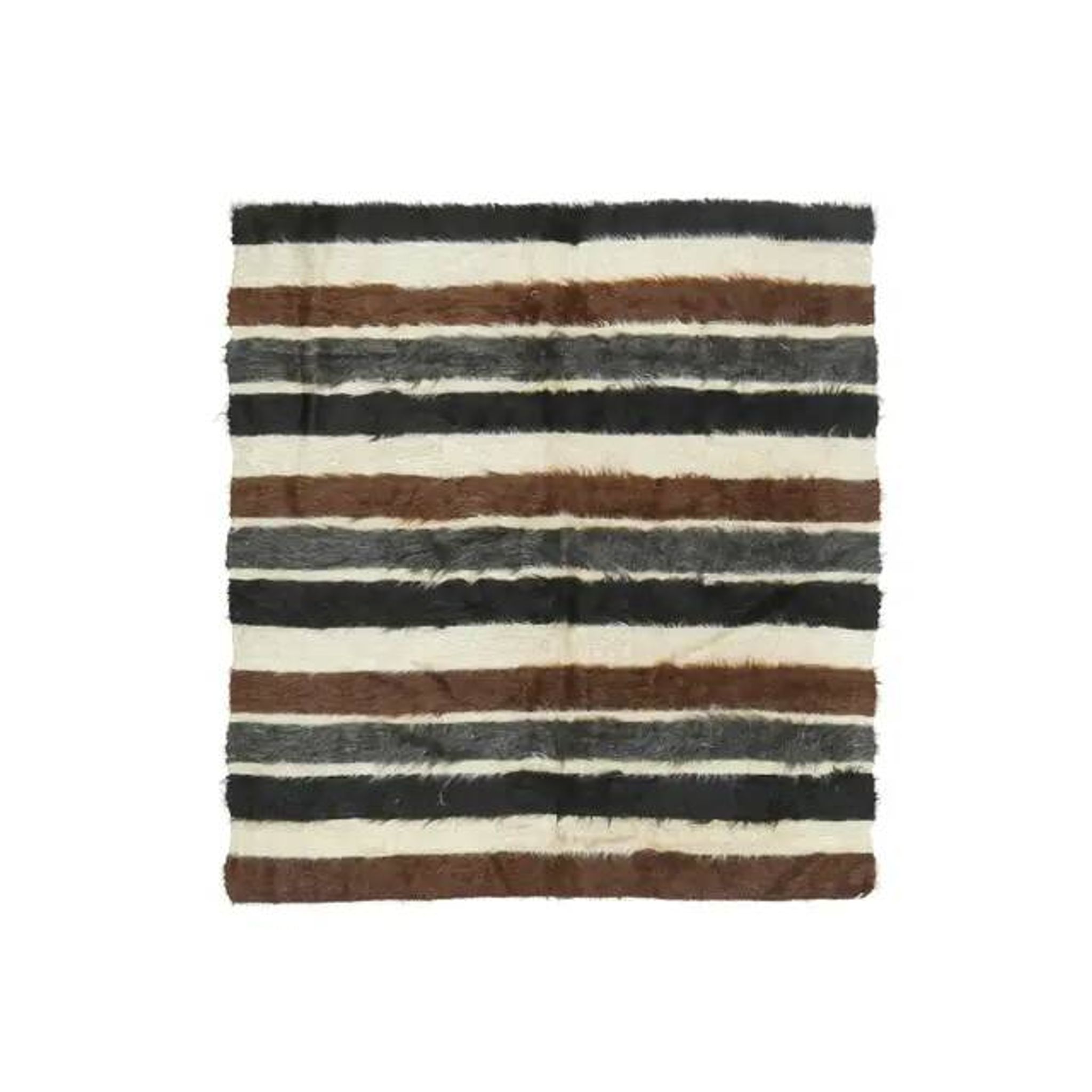 Vintage Turkish Hand-Knotted Wool Cotton Beige Kilim Area Rug 127x140