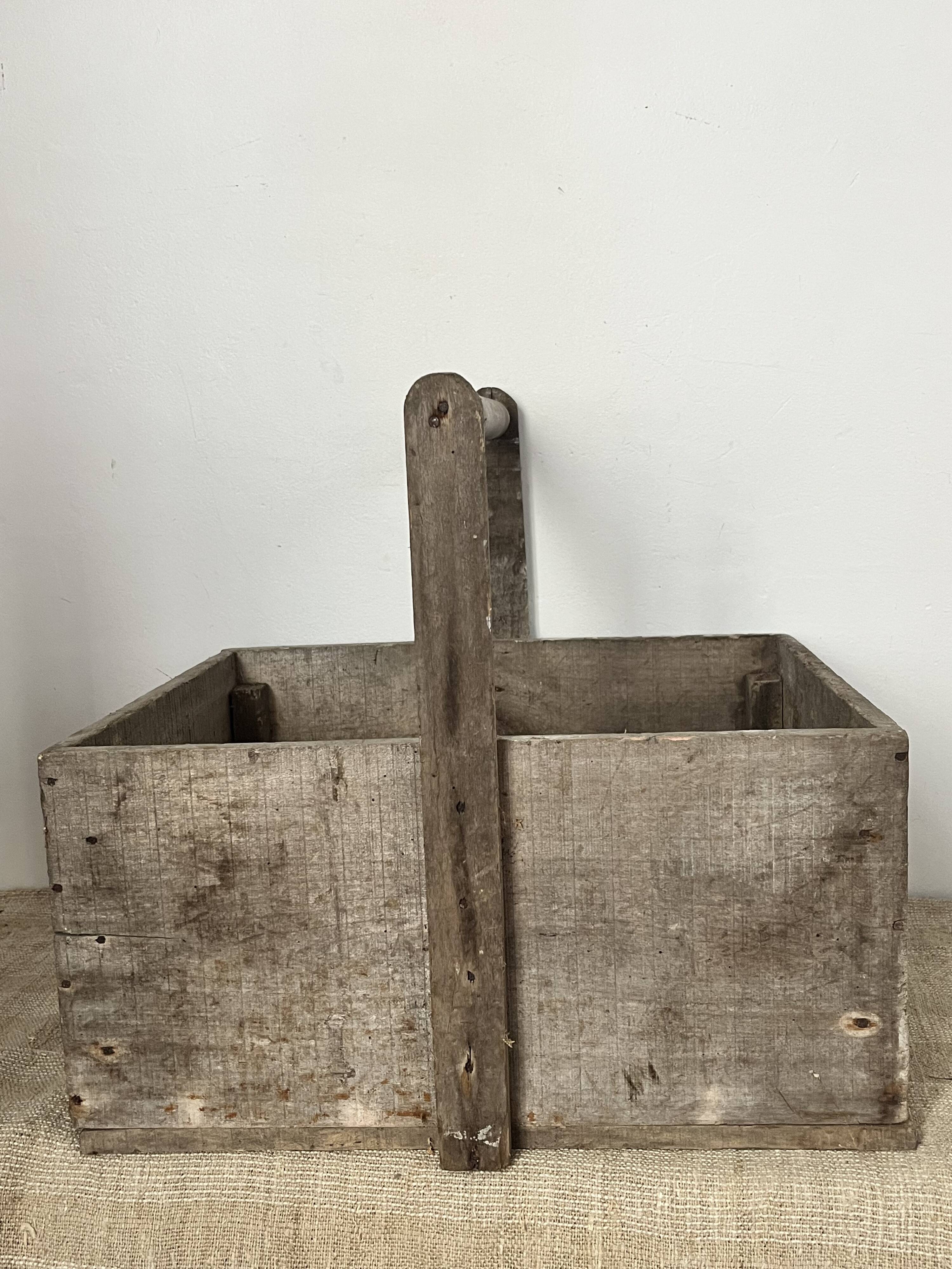 Wooden basket for the garden or workshop, folk art