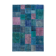 Handwoven oriental overdyed 203 cm x 300 cm blue patchwork carpet