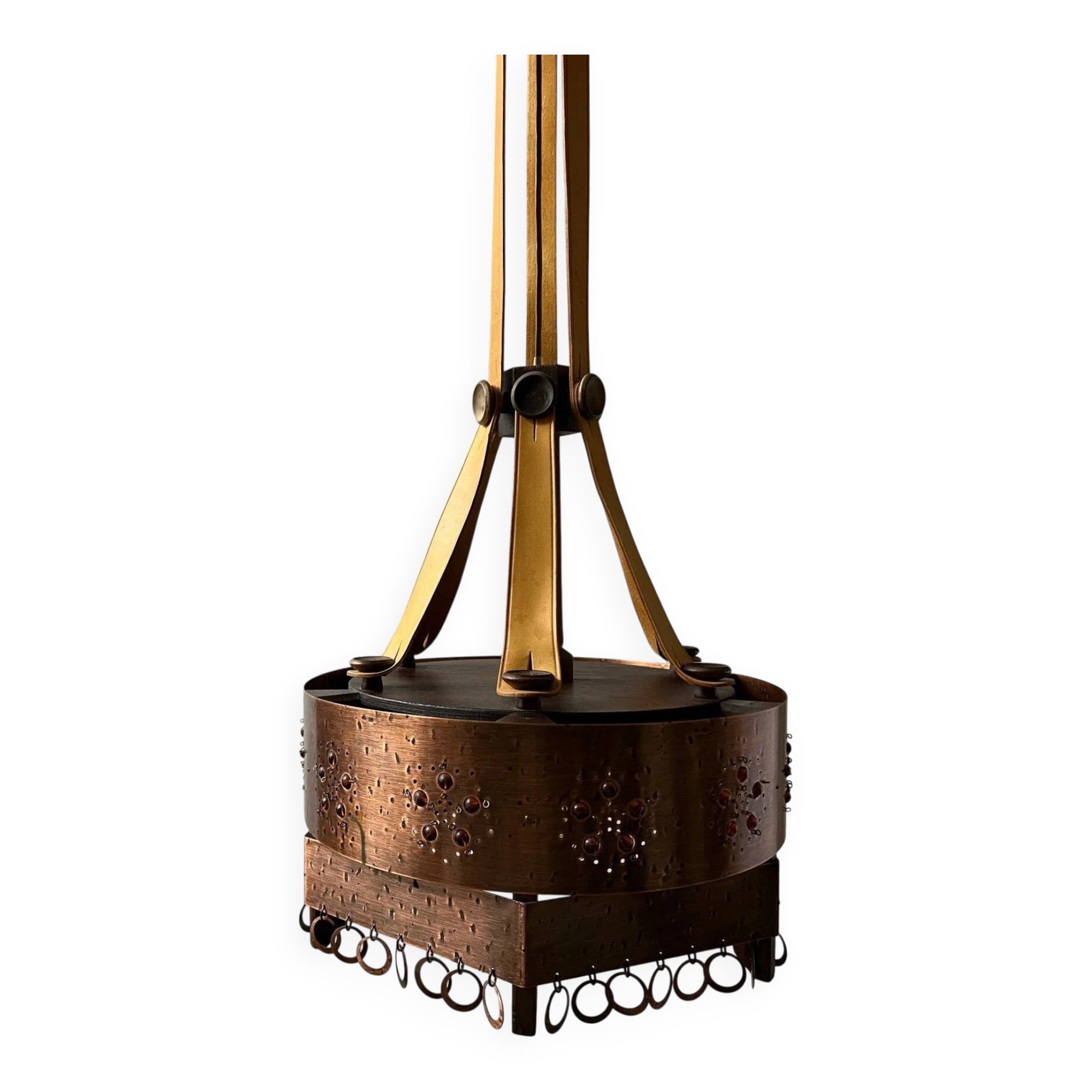 Arts and crafts metal ceiling lamp | Sweden | 1920s