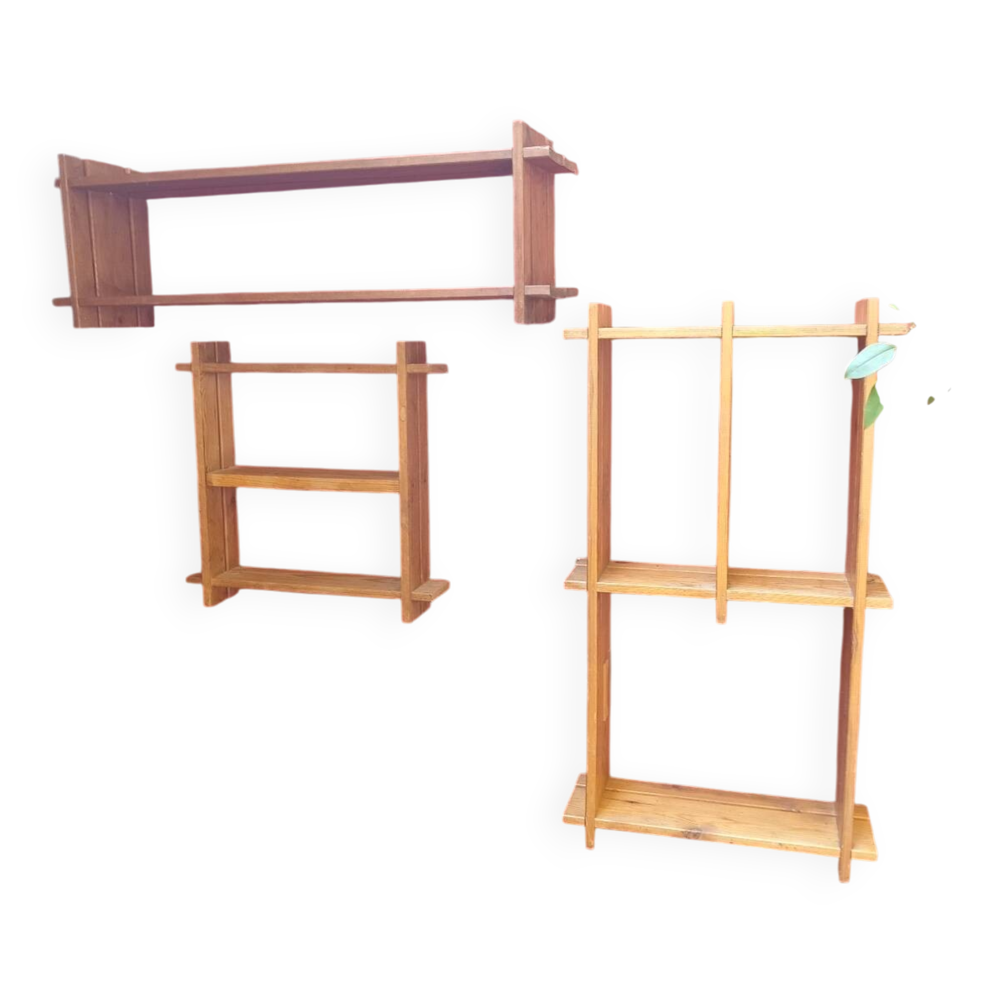 Three solid pine shelves
