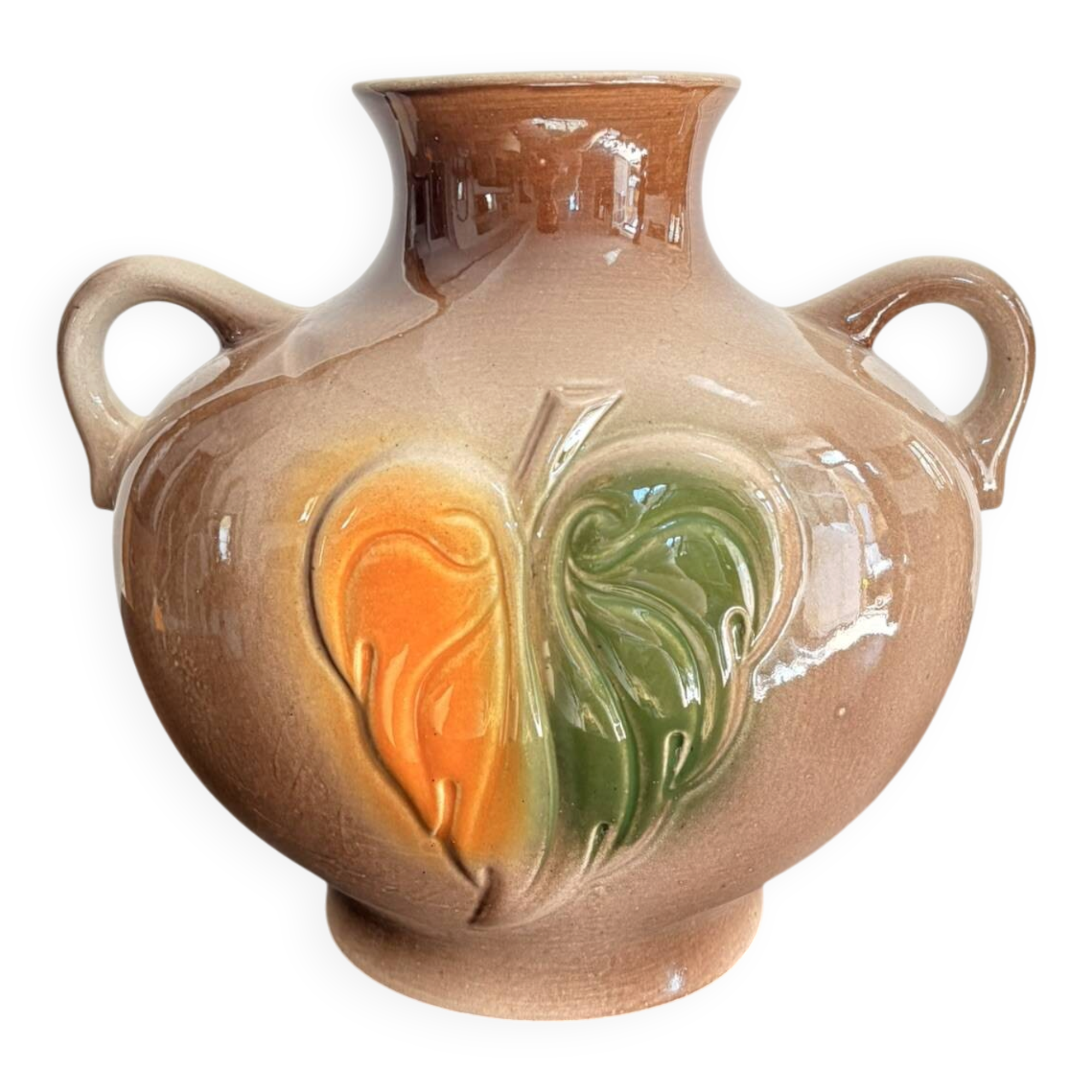 Vintage USSR Soviet Ceramic Amphora Handle Vase