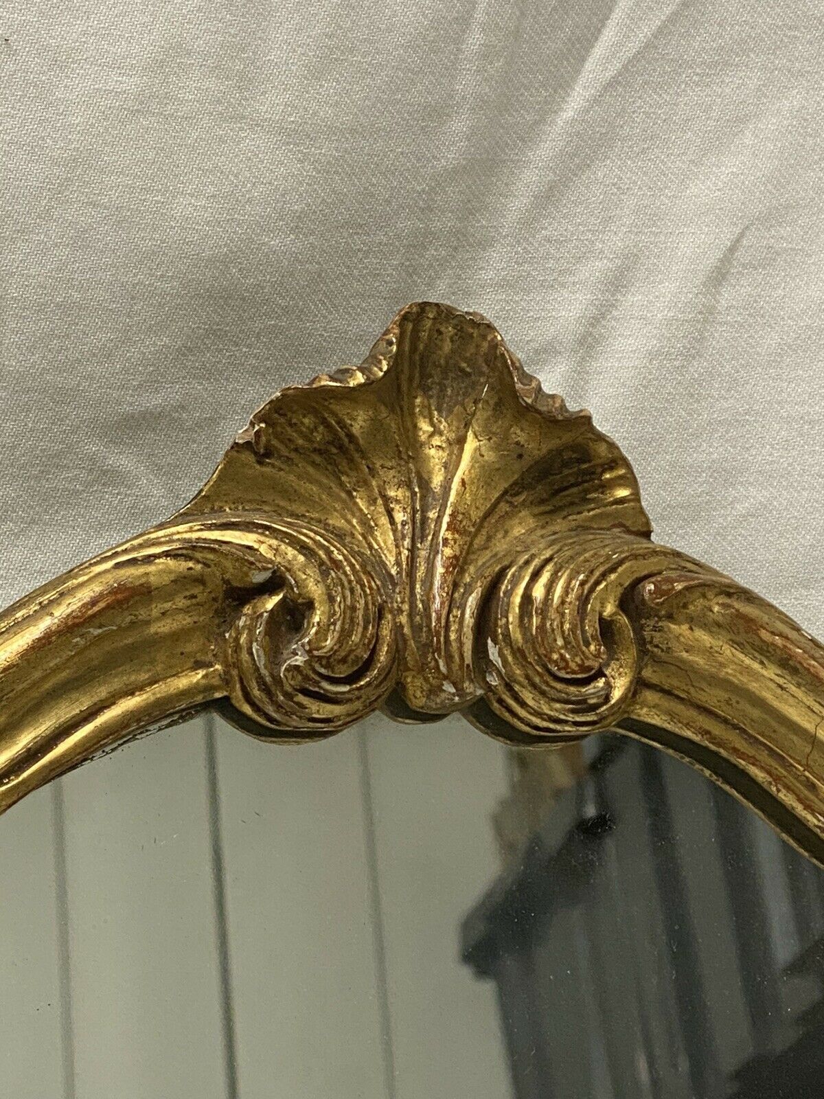 Wooden mirror and gilded stucco decoration palmette era Louis XV 18th 31x45cm