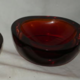 Pair of Seguso Murano red selenium XX ° cups