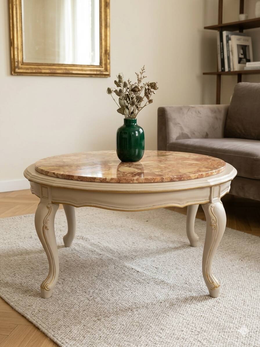 Louis XV coffee table in ochre marble