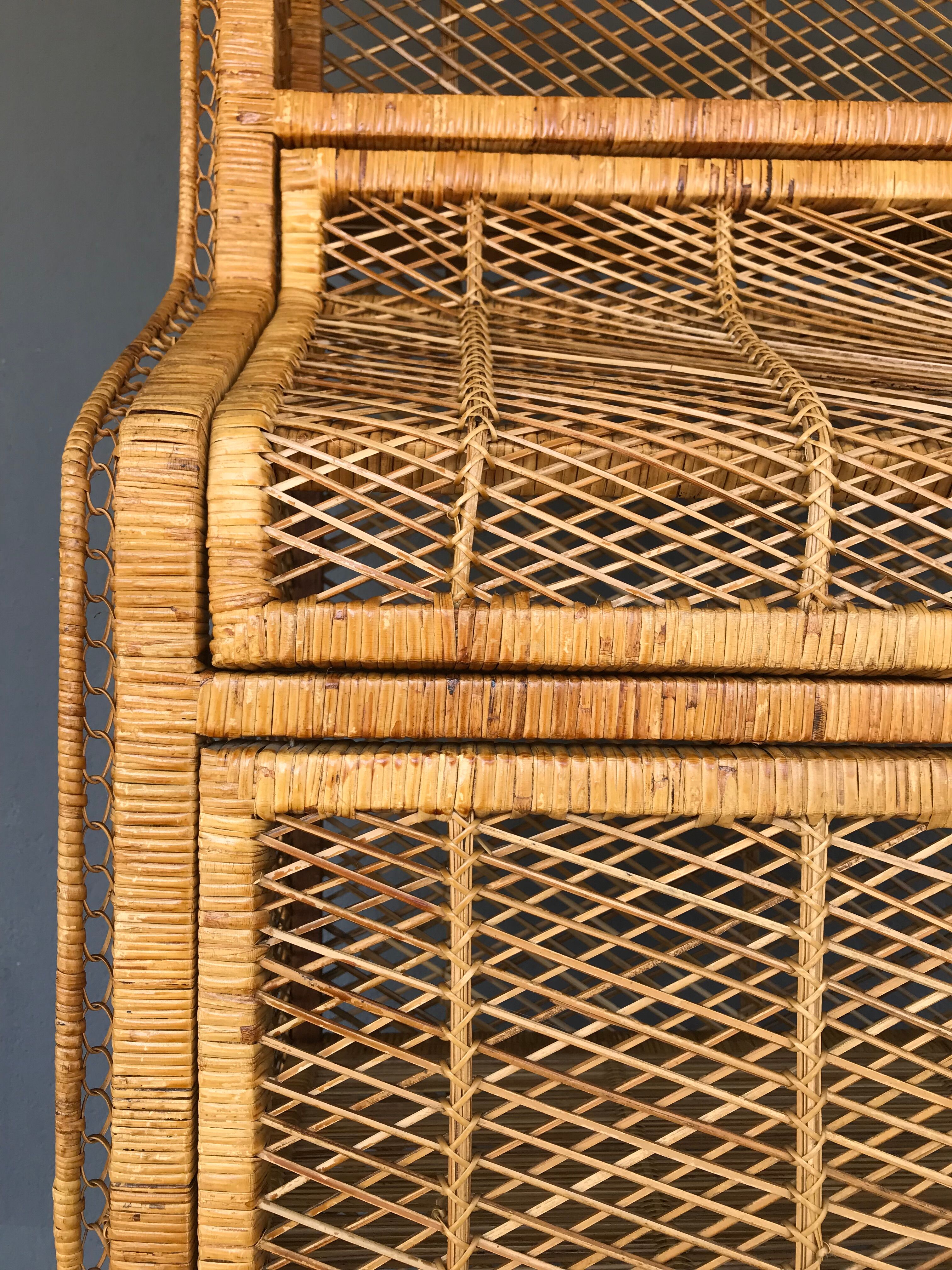 Vintage rattan bookcase
