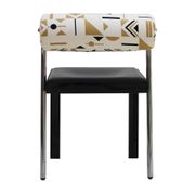 Set of Four Italian Chairs Edited by Saporiti. Jacquard Back and Leather Seat