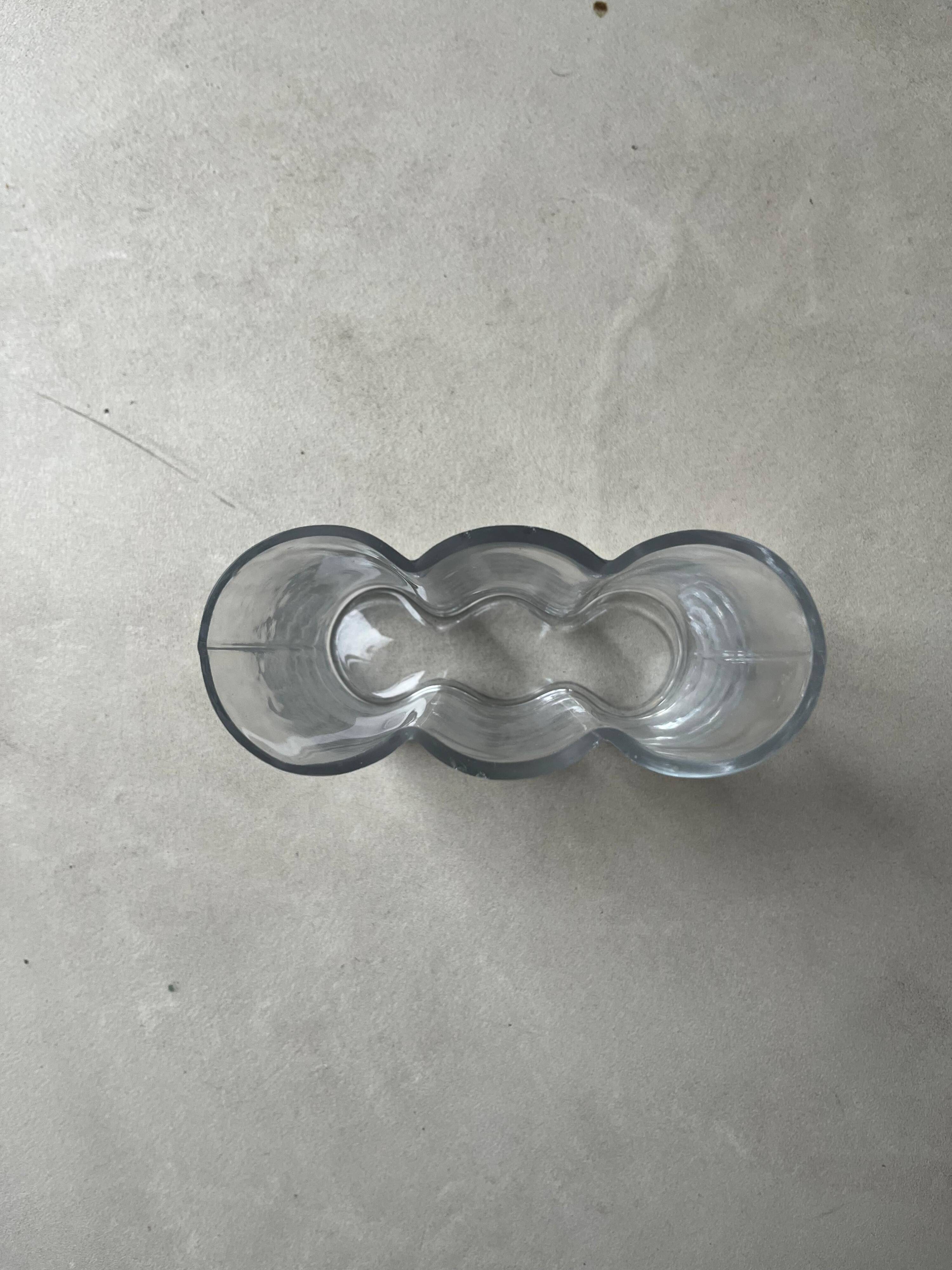 Beautiful Vintage Murano Modern Vase, cylinders  Clear Glass vase, 1970's