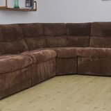 Brown corduroy modular sofa, 70s