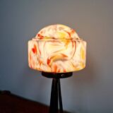 Art Deco table lamp, multi-coloured opaline in the shape of a mushroom, 1920