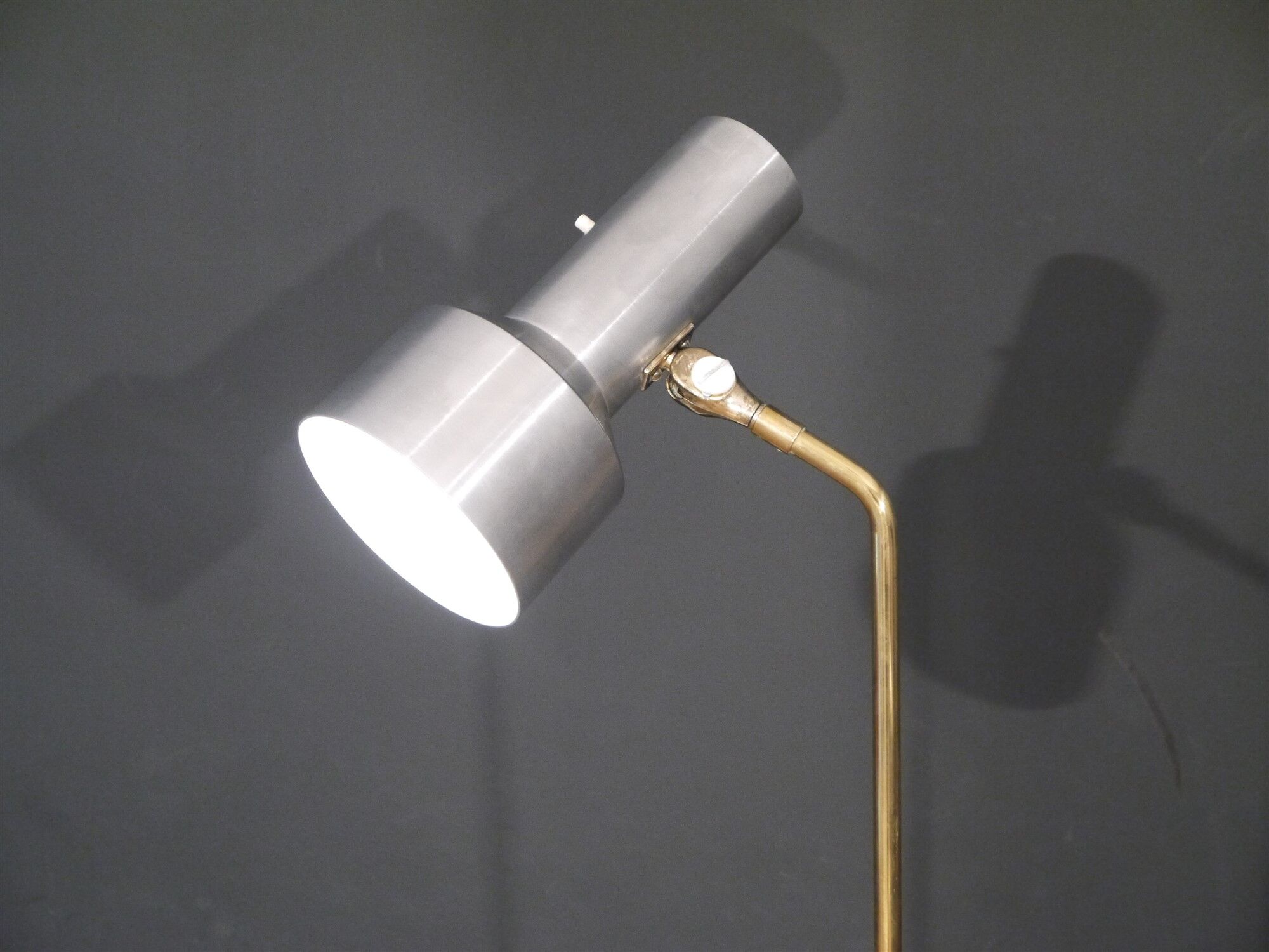 Vintage brass and brushed aluminum floor lamp