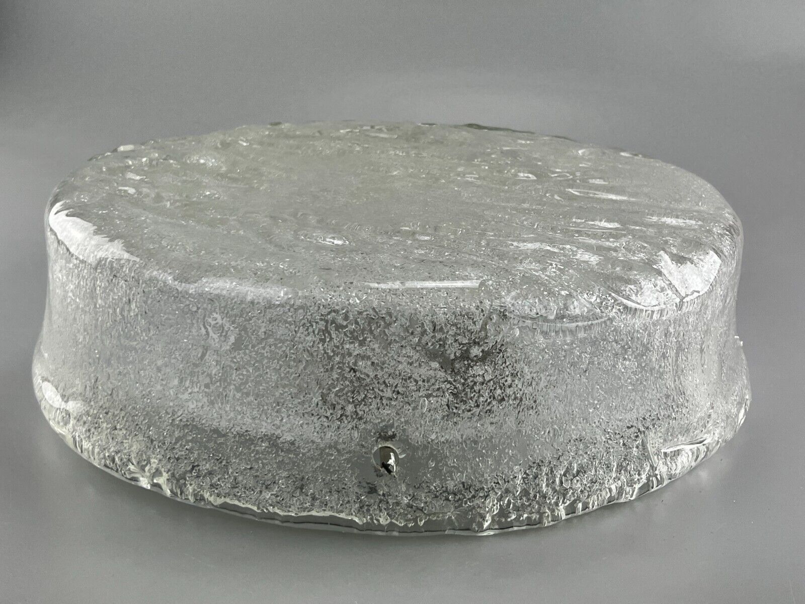 60s 70s lamp light plafoniere flush mount ice glass hillebrand 60s