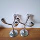 Vintage aluminium candlestick duo