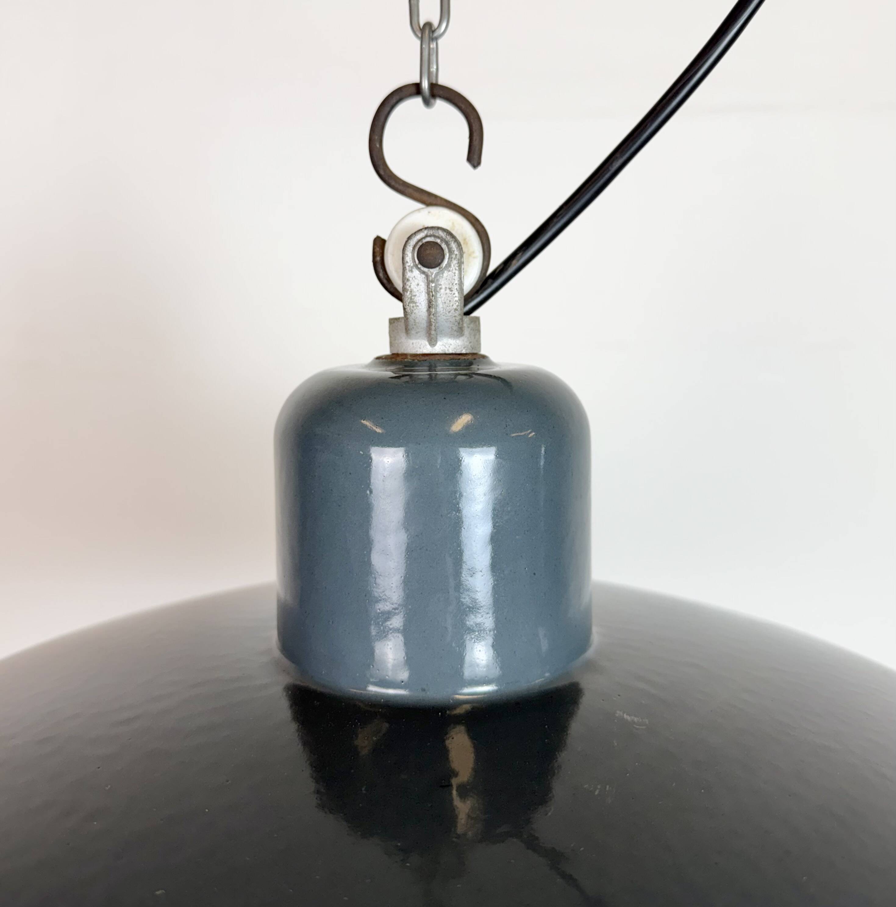 Industrial Grey Enamel Pendant Lamp from Siemens, 1930s