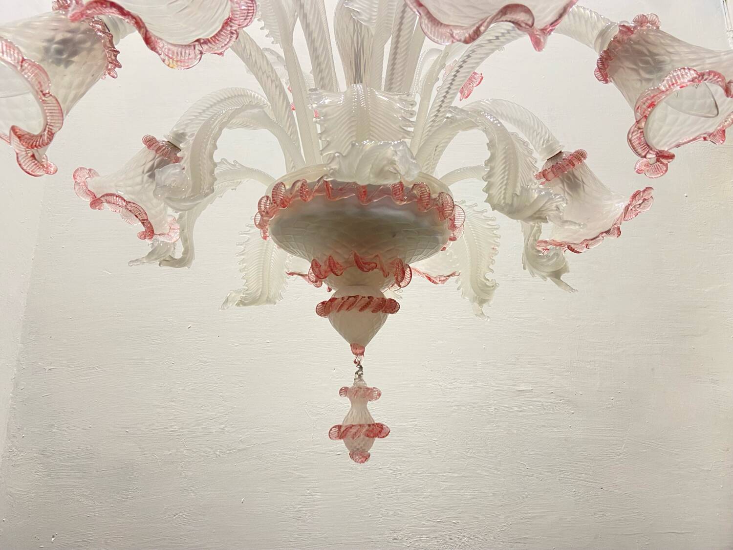 Large Pink Blossom Venetian Glass Chandelier 1960’s