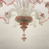 Large Pink Blossom Venetian Glass Chandelier 1960’s