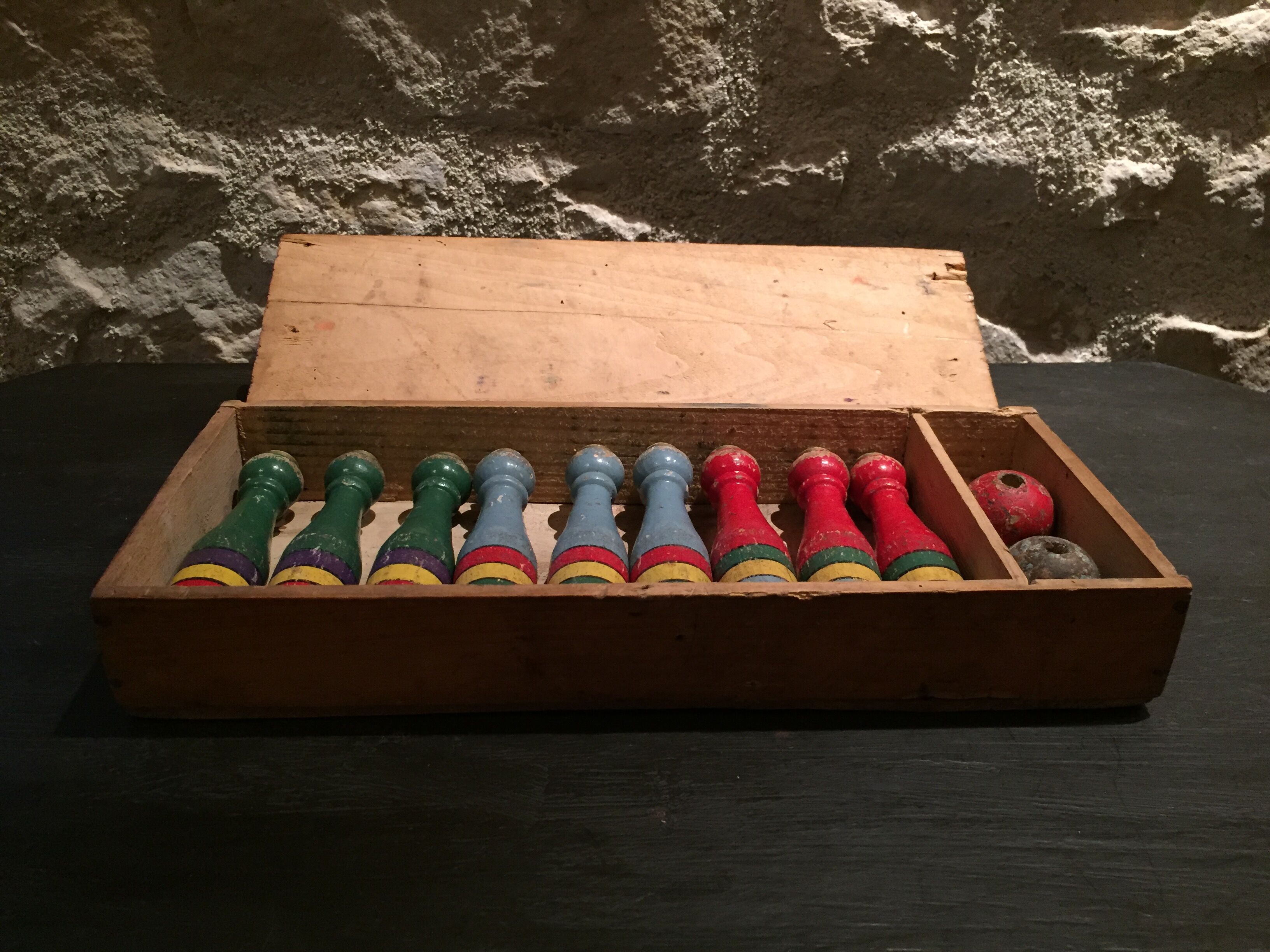 Vintage wooden bowling game