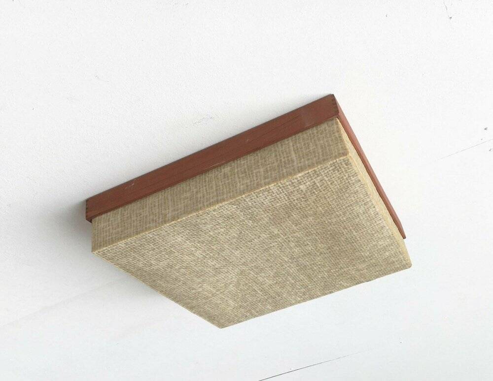 Mid-Century Minimalist Cocoon Ceiling Lamp in Teak, 1960s
