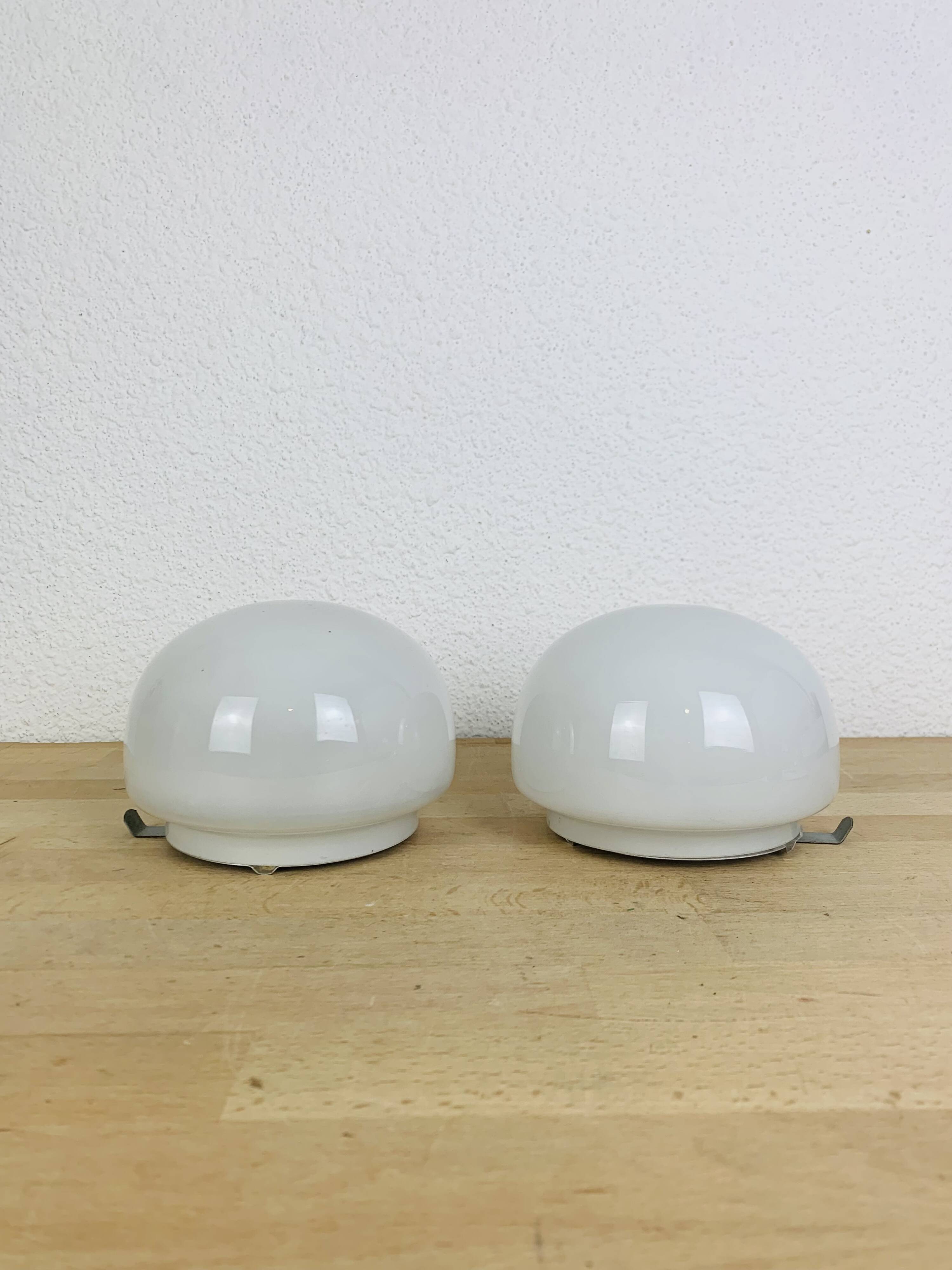 Pair of vintage opaline ball wall lights, 1960s