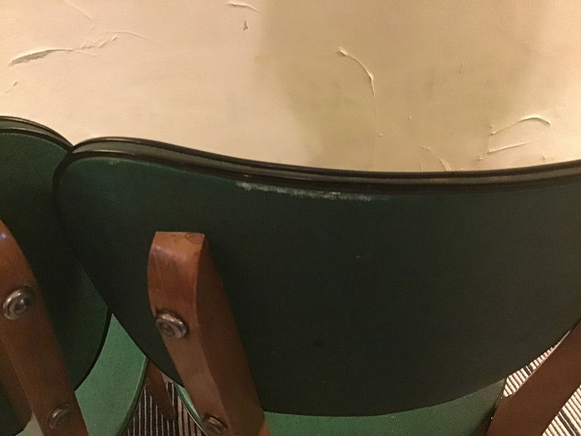 Set of 3 chairs in black mottled green leatherette