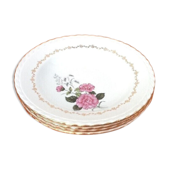 4 hollow plates Floral decoration Earthenware L' Amandinoise N° 9013