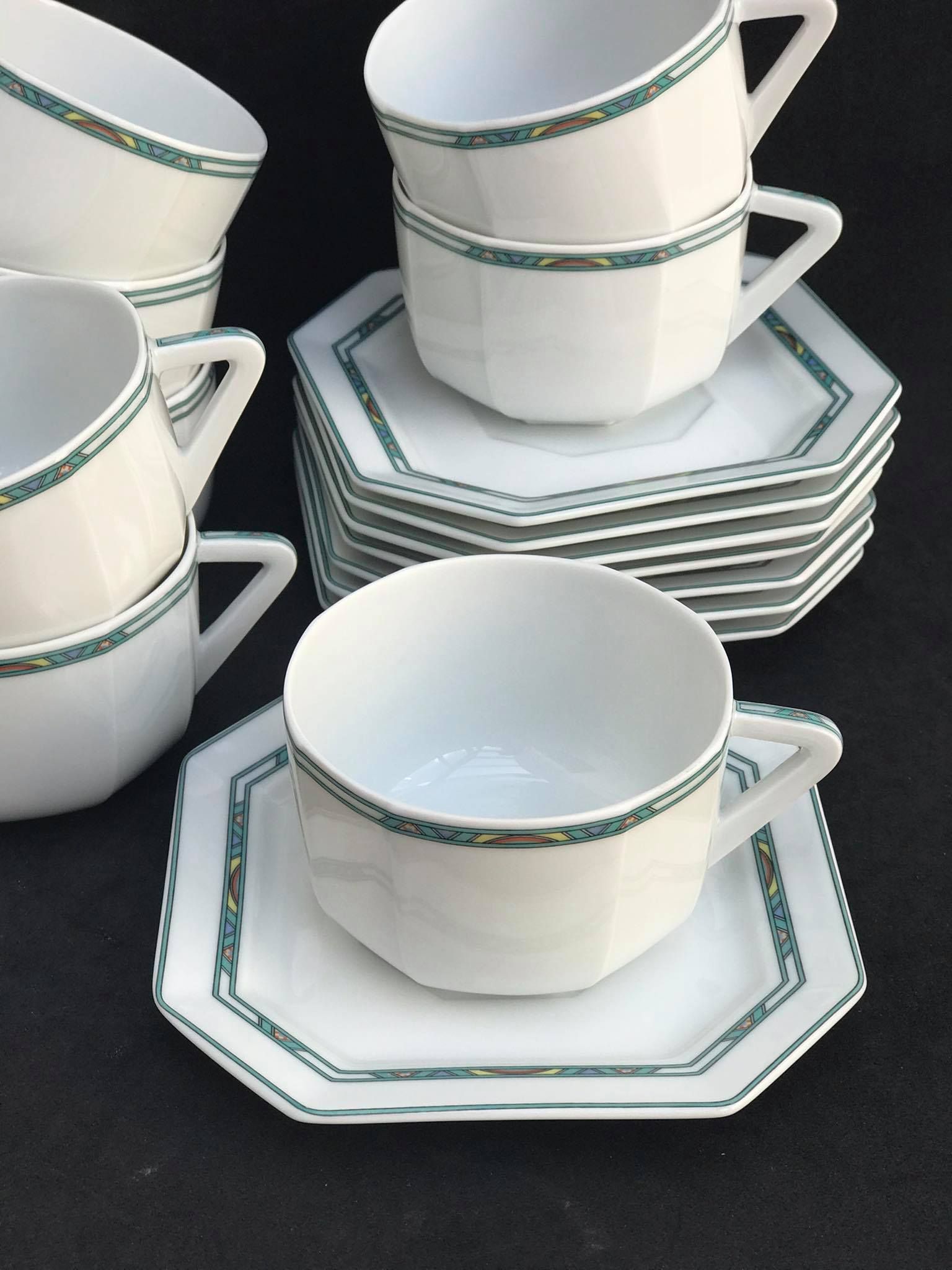 8 coffee tea cups and 8 porcelain saucers Limoges Bernardaud Paul Poiret