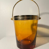 Brass ice bucket and blown glass