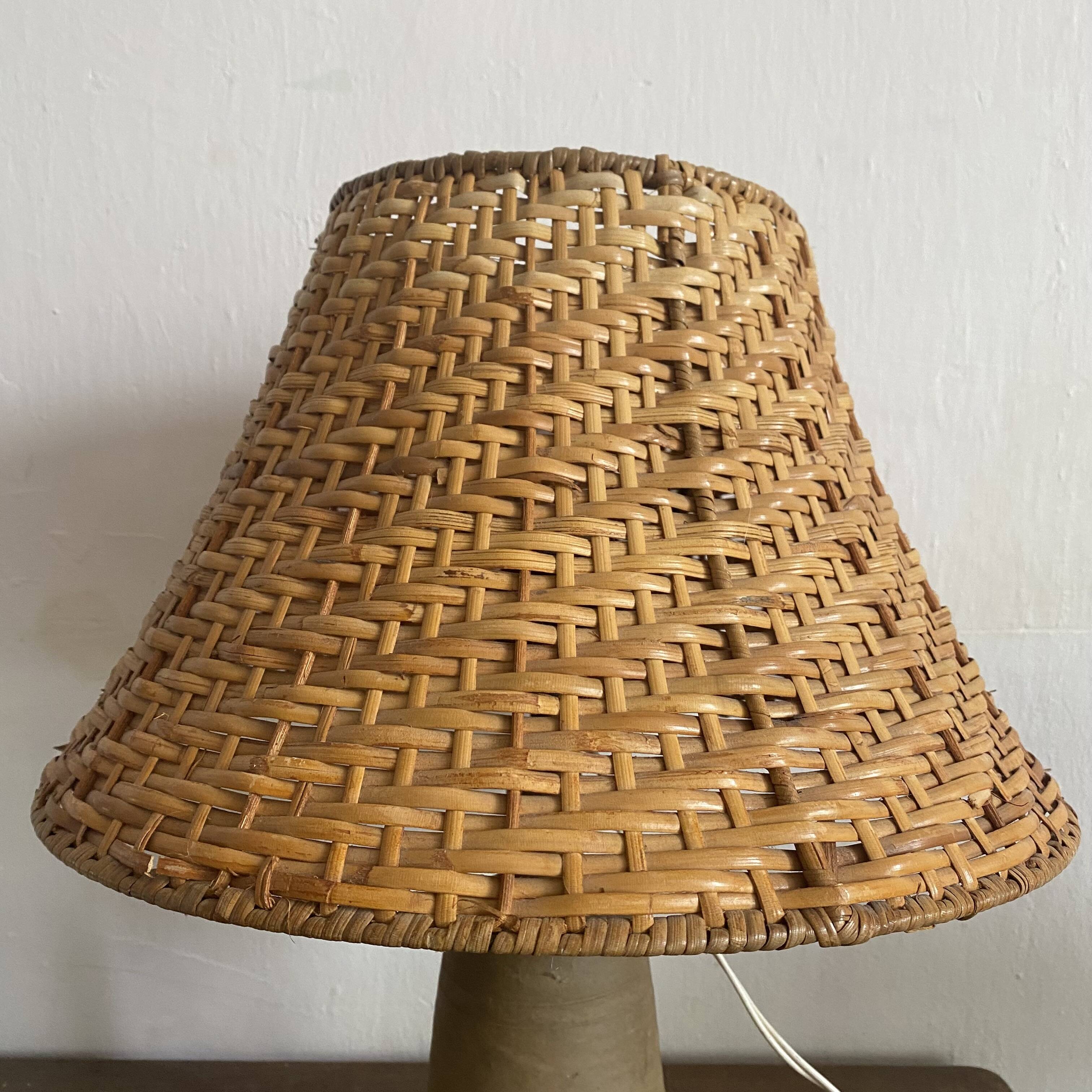 Terracotta and rattan lamp