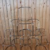 Series of 6 tubular steel chairs