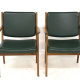 Set de 2 fauteuils en cuir, Karl Erik Ekselius, Suède, 1960