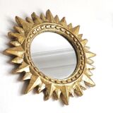 Miroir soleil en stuc doré or 36cm